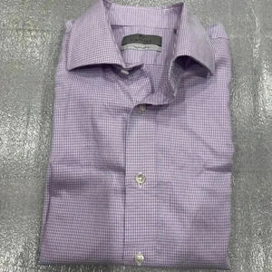 [16.5]Canali Purple Inpeccable mini check  Dress Shirt